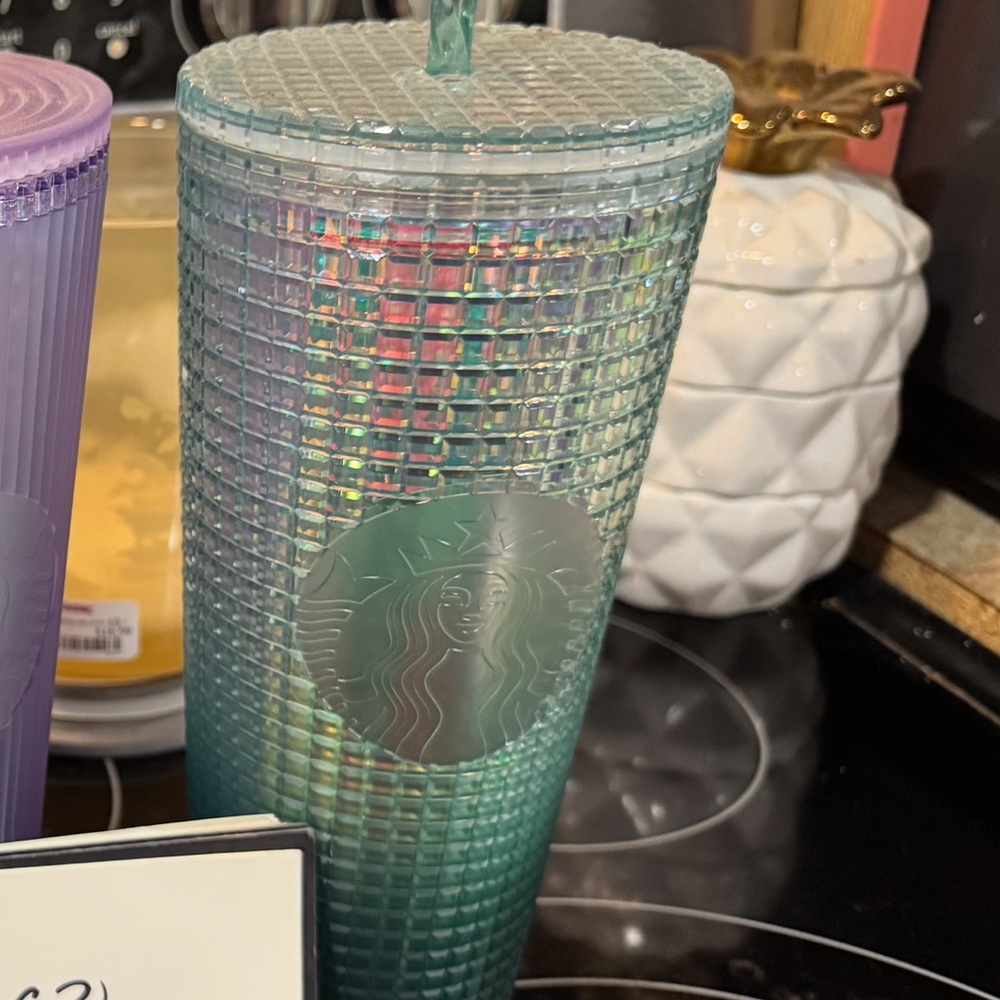 Starbucks Green and Purple Textured Tumbler